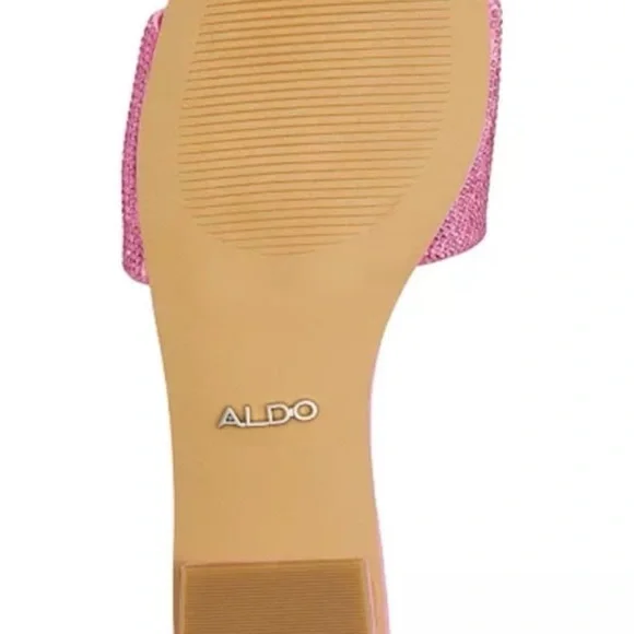 Aldo x Barbie Barbieville Pink Satin Rhinestone Flat Slide Sandals New Woman’s - Picture 8 of 11